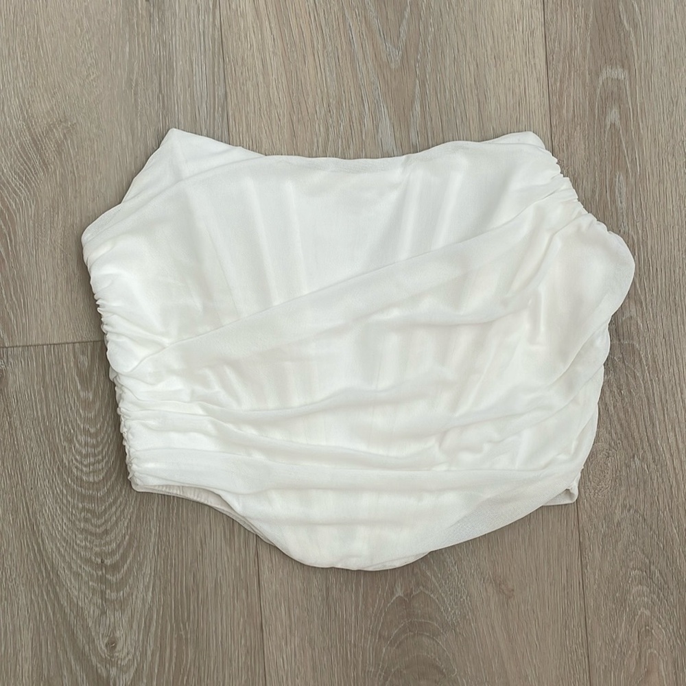 Women’s white corset strapless top